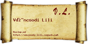 Váncsodi Lili névjegykártya
